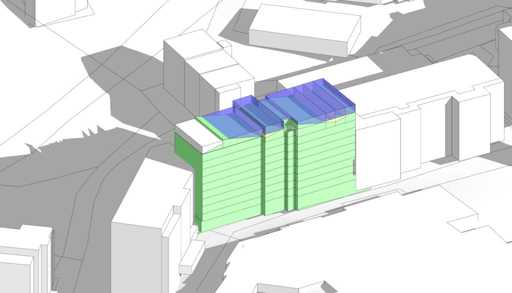 surélévation et rénovation énergétique : Image 3d représentant la volumétrie possible d'un projet